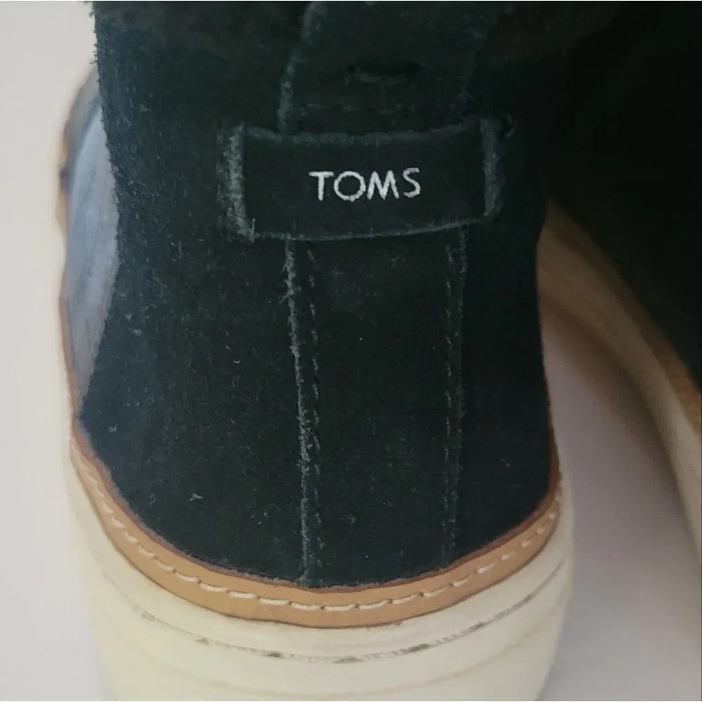 TOMS Paxton Black Croc Embossed Leather Faux Fur Lined Slip-on Sneakers